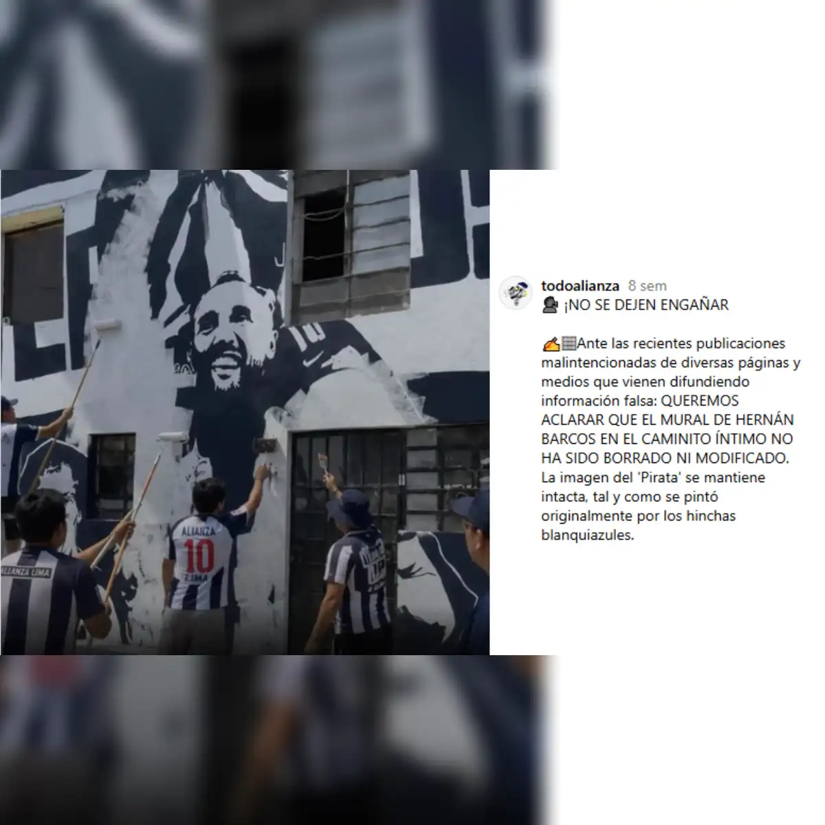 Página vinculada a Alianza Lima que denunció que la imagen era falsa. Foto: Instagram