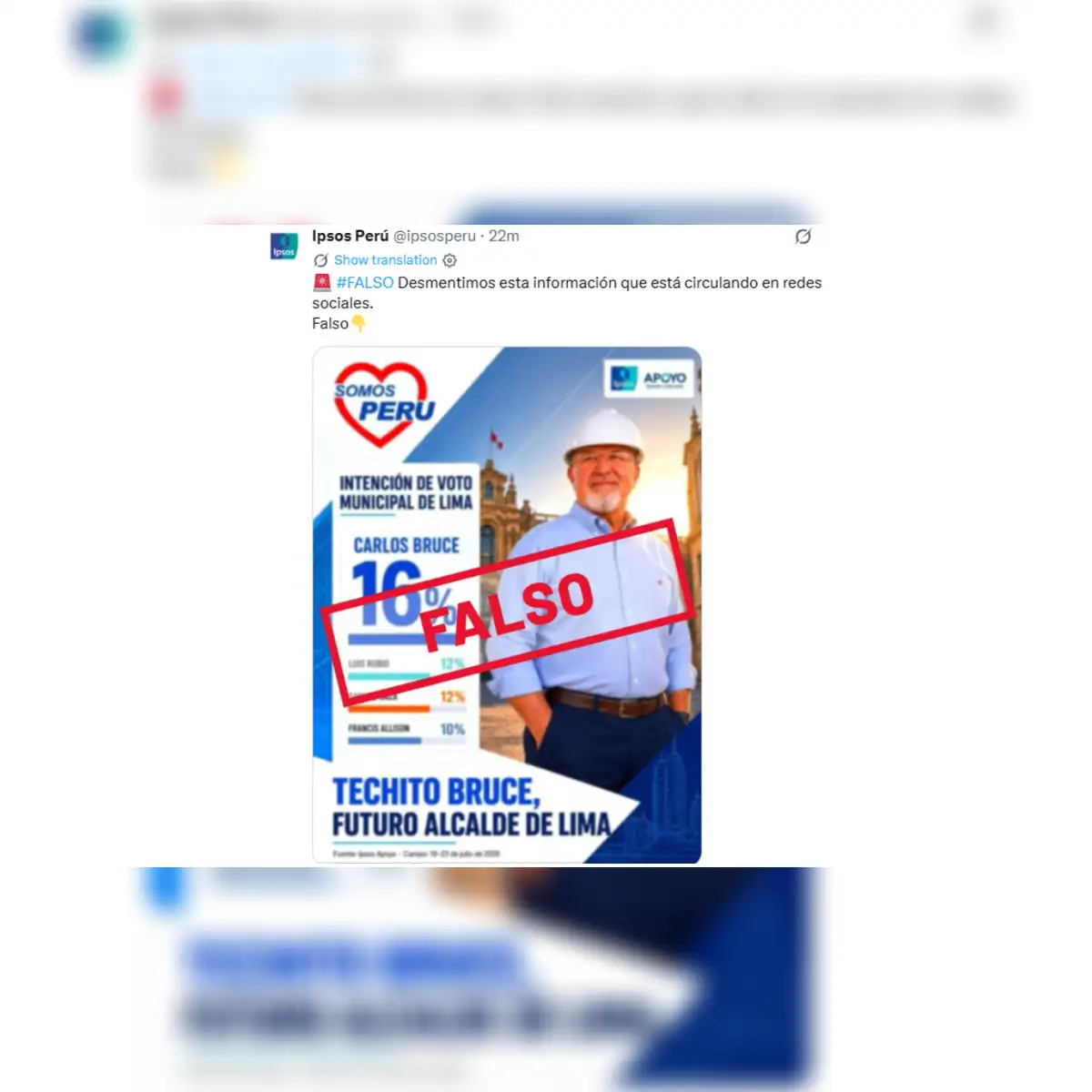 Ipsos desmintió una de las encuestas vía redes sociales. Foto: Ipsos