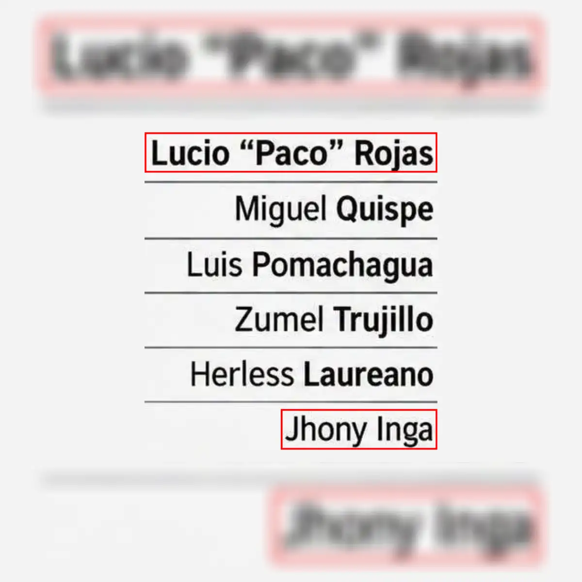 Inconsistencias detectadas en los nombres de los candidatos. Foto: Facebook