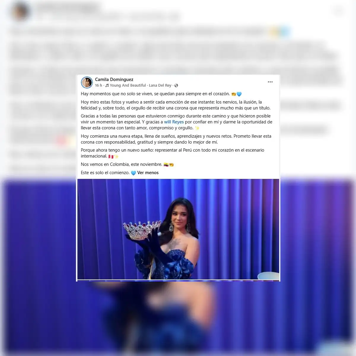 Camila Domínguez feliz por representar a Perú en Colombia.