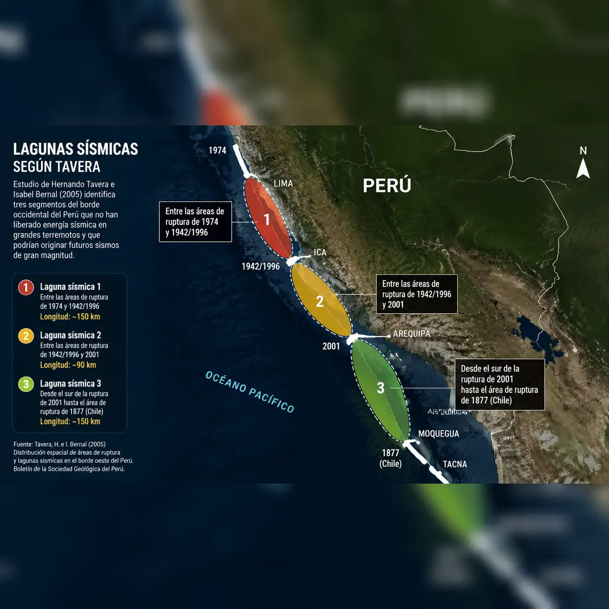 Hernando Tavera, presidente del Instituto Geofísico del Perú (IGP), ha advertido que la región de Ica se encuentra dentro de la gran laguna sísmica de la costa central del Perú. Ilustración LR/AFP/ChatGPT