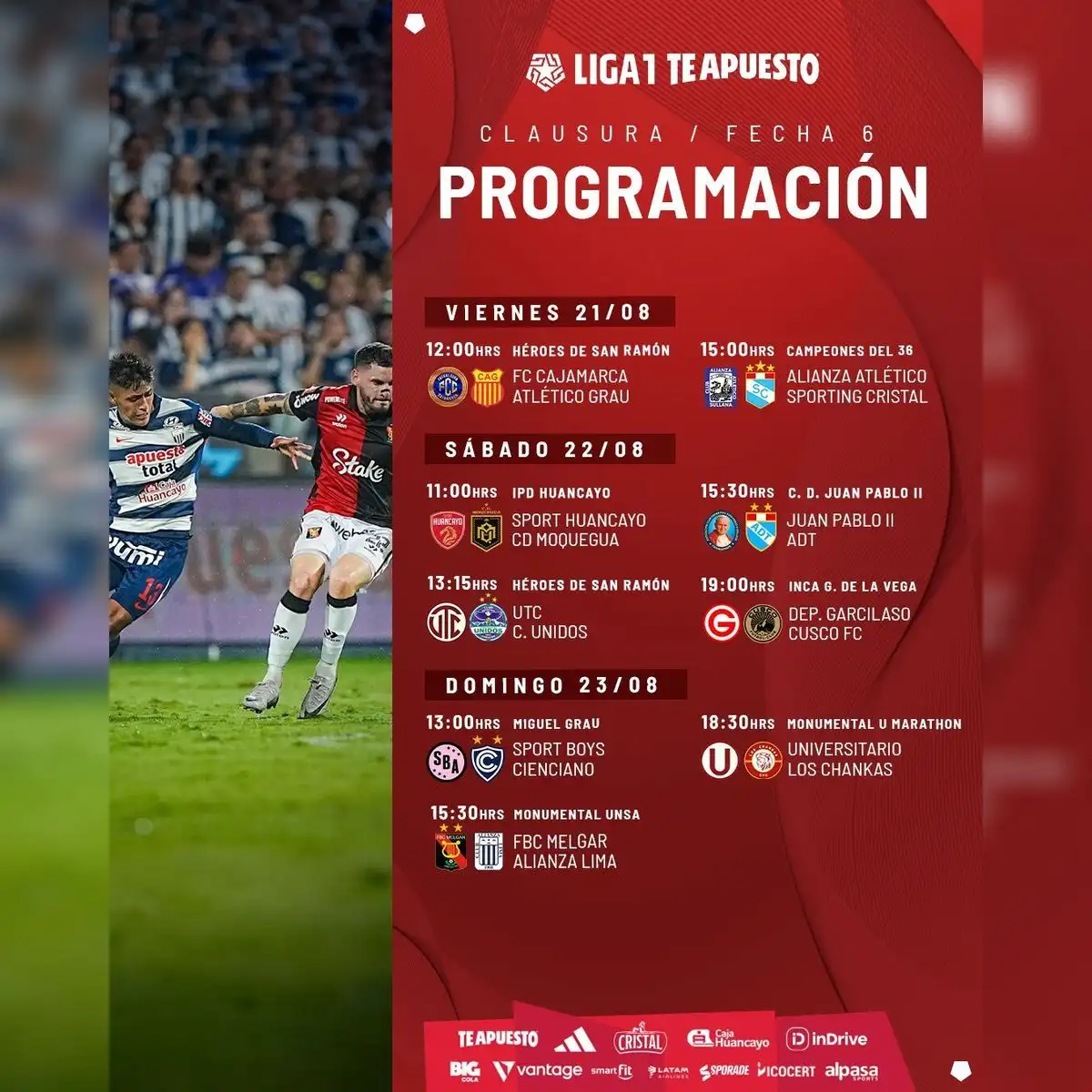 Programación de la fecha 6 del Torneo Clausura 2026. Foto: Liga 1