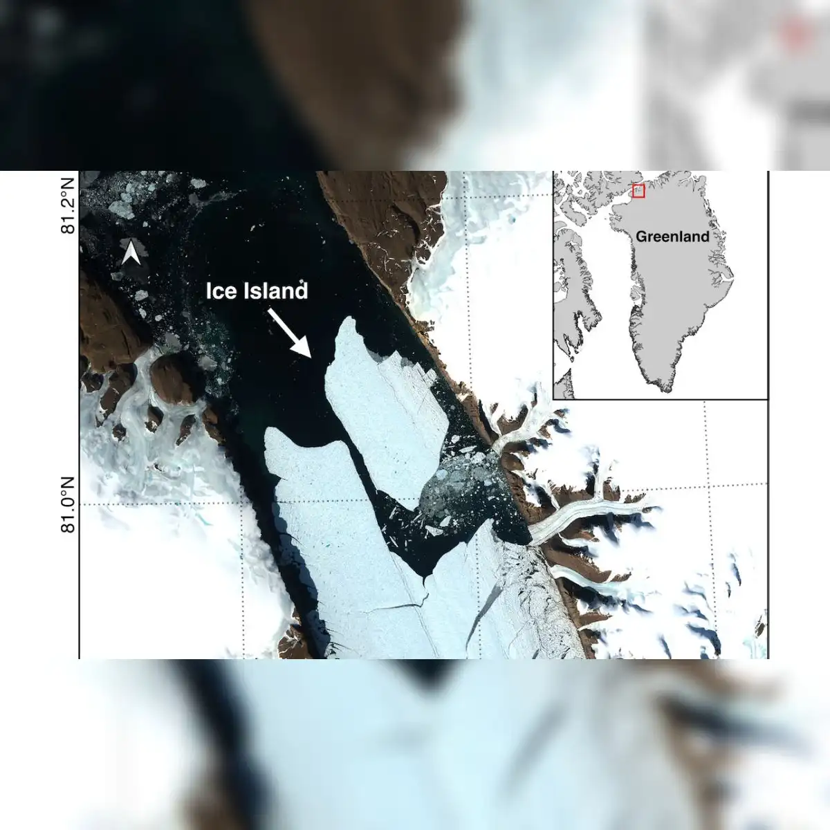 Imágenes satelitales de la separación del iceberg. Foto: Adam Garbo