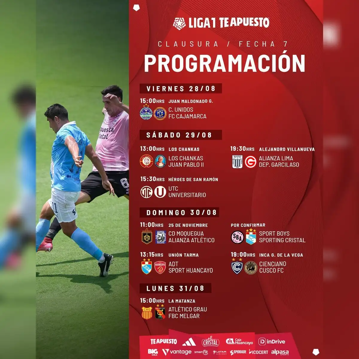 Programación de la fecha 7 del Torneo Clausura 2026. Foto: Liga 1
