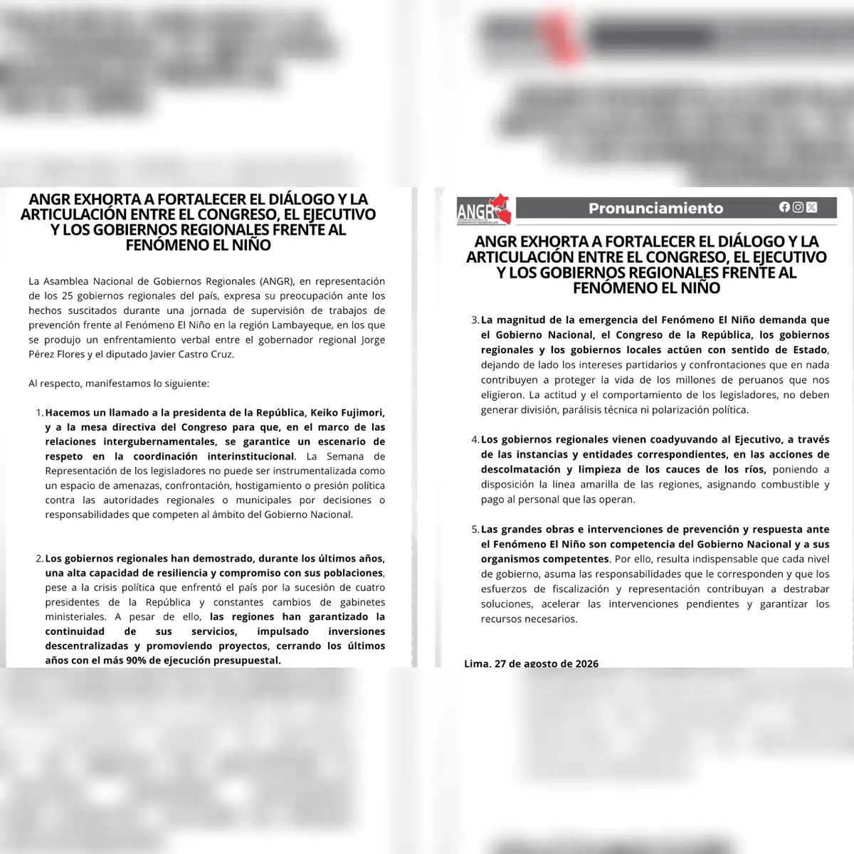 Pronunciamiento de la ANGR.