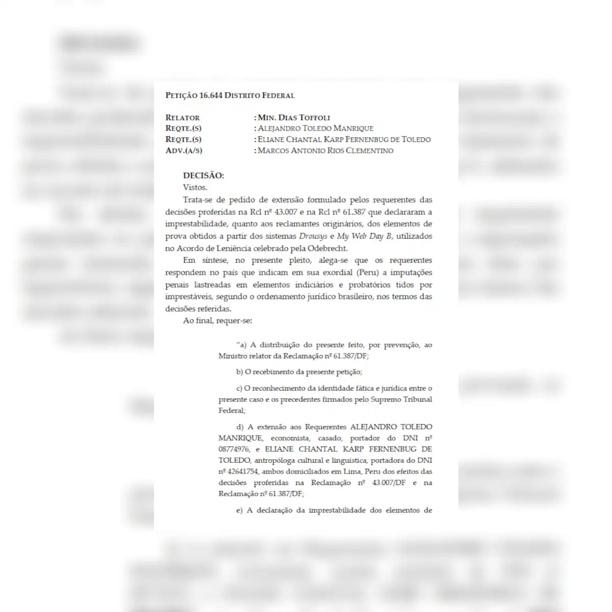 Resolución que anula las pruebas de los sistemas de Odebrecht en el caso de Toledo.