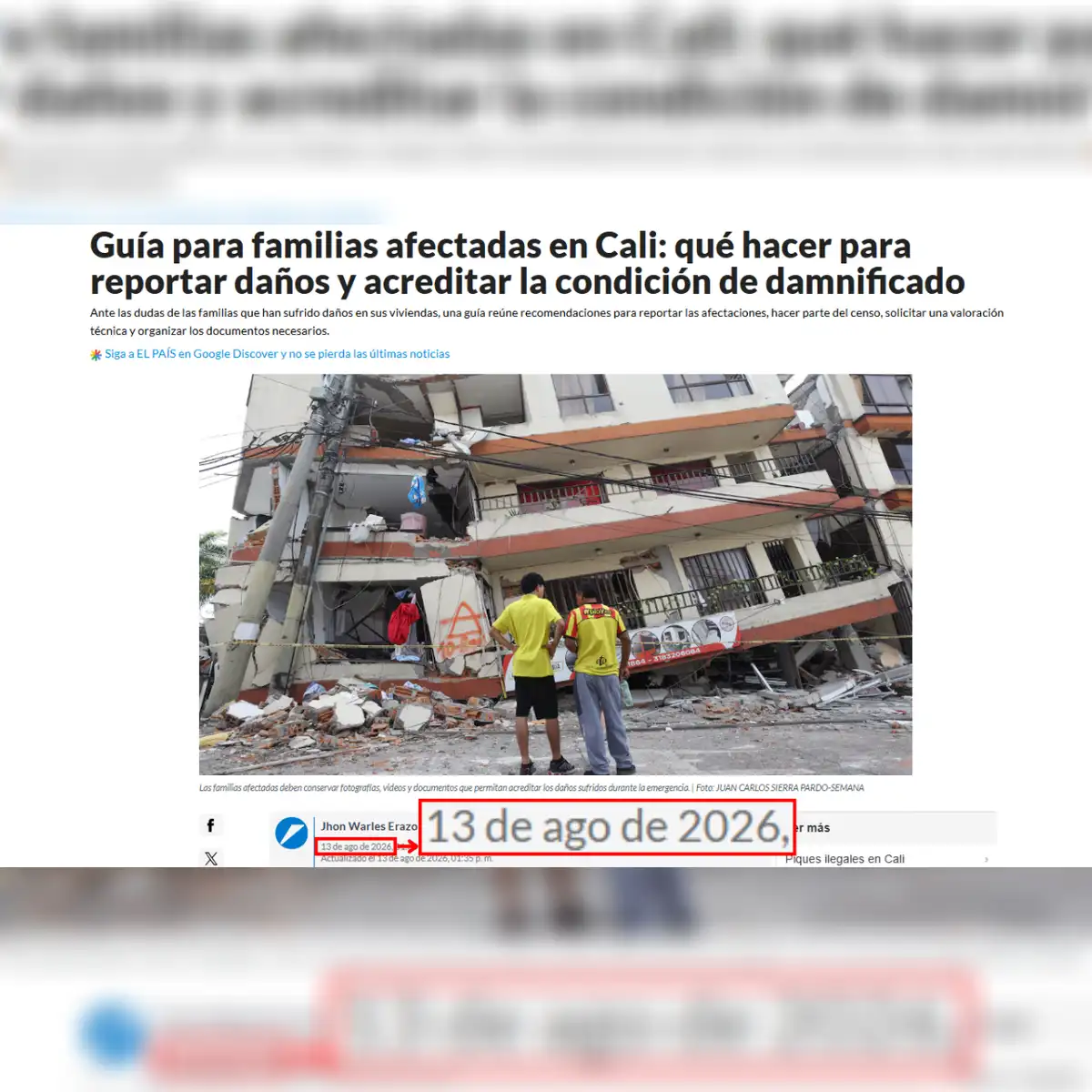 El País publicó una fotografía desde otro ángulo el 13 de agosto. Foto: El País (Web)