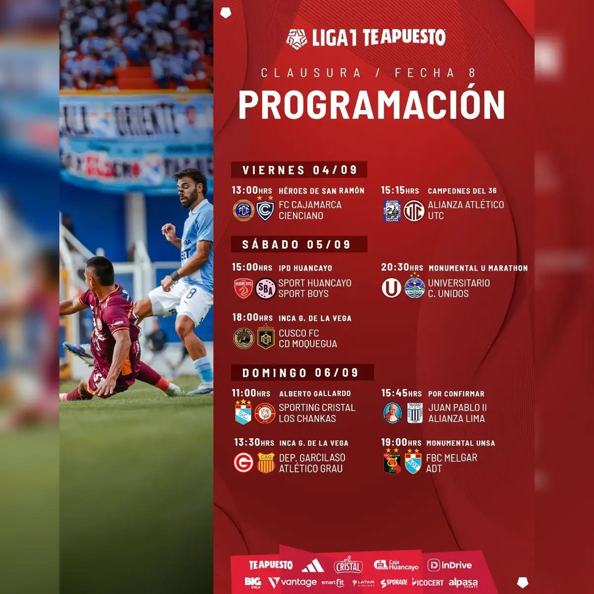 Programación de la fecha 8 del Torneo Clausura 2026. Foto: Liga 1