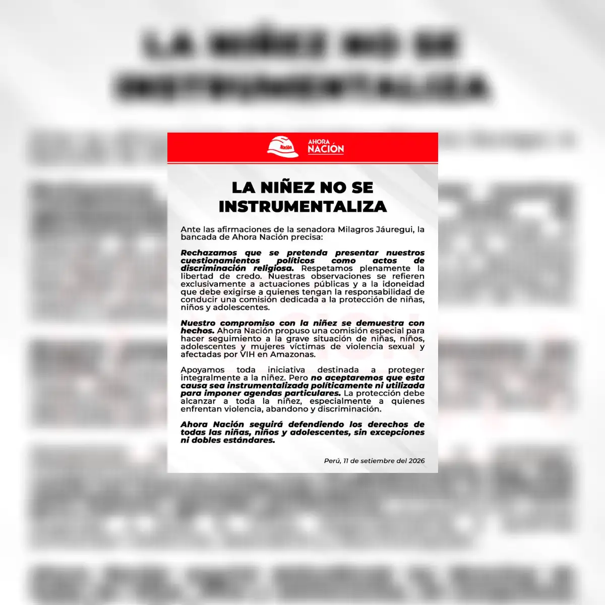 Comunicado de Ahora Nación.