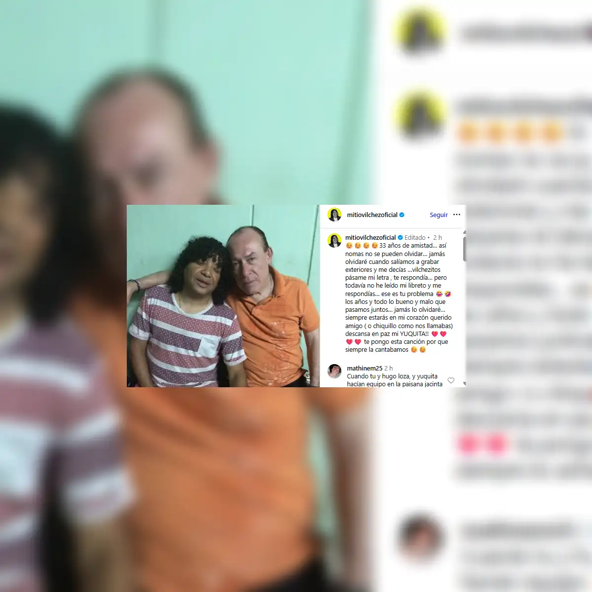 Carlos Vílchez destacó su larga amistad con 'Yuca', quien falleció el 11 de septiembre