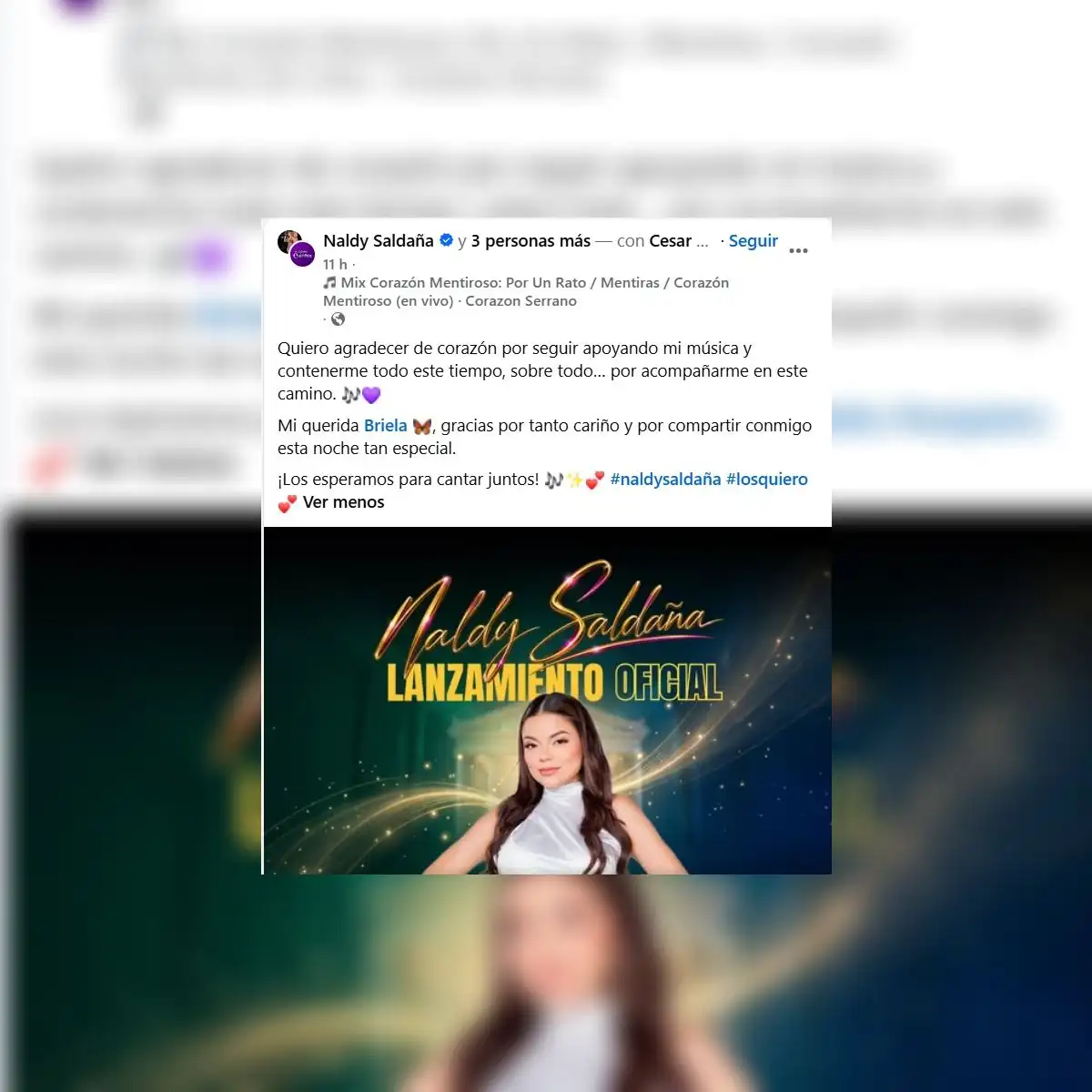 Briela Cirilo será parte del show de Naldy Saldaña en la Catedral de la Cumbia.