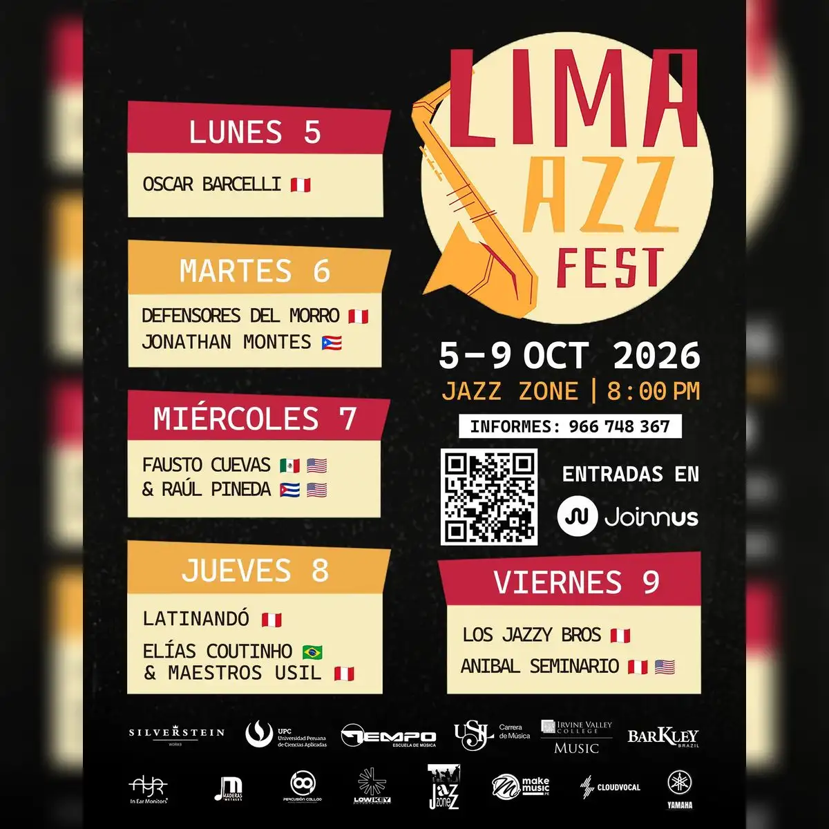 Reconocidos artistas internacionales, como Fausto Cuevas y Raúl Pineda, se presentarán en el Lima Jazz Fest 2026.