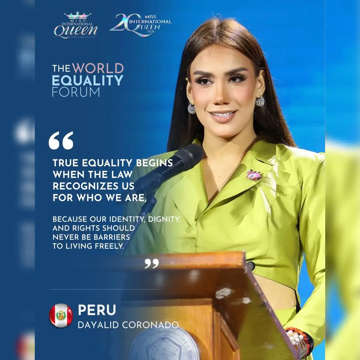 Dayalid Coronado tuvo una destacada participación en el World Equality Forum