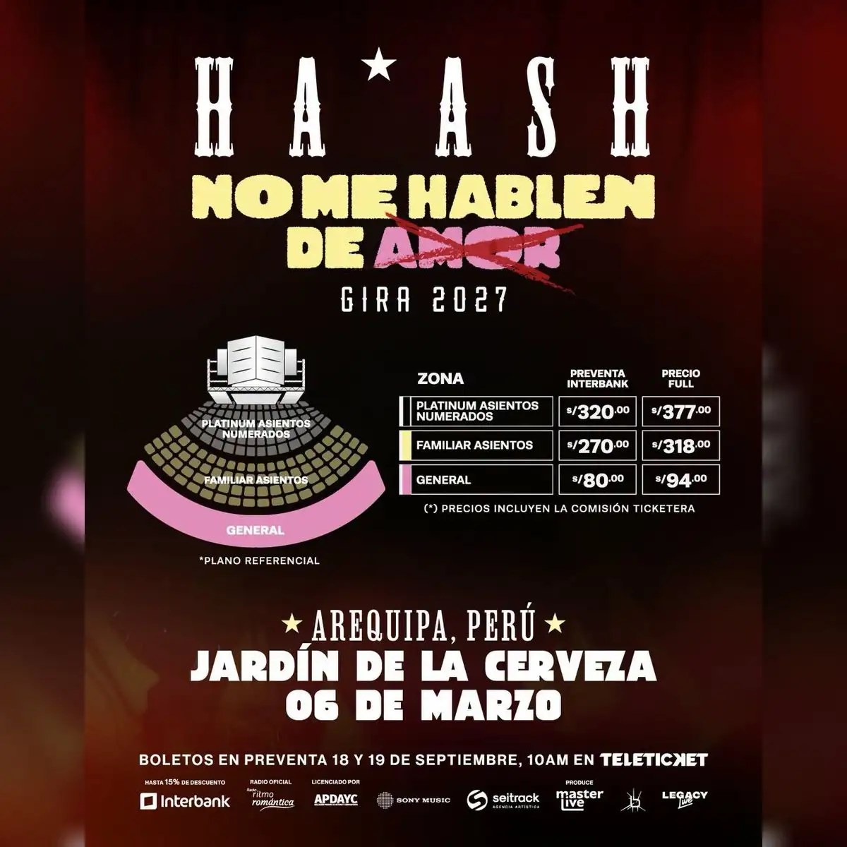 Entradas para Ha*Ash en Arequipa 2027.