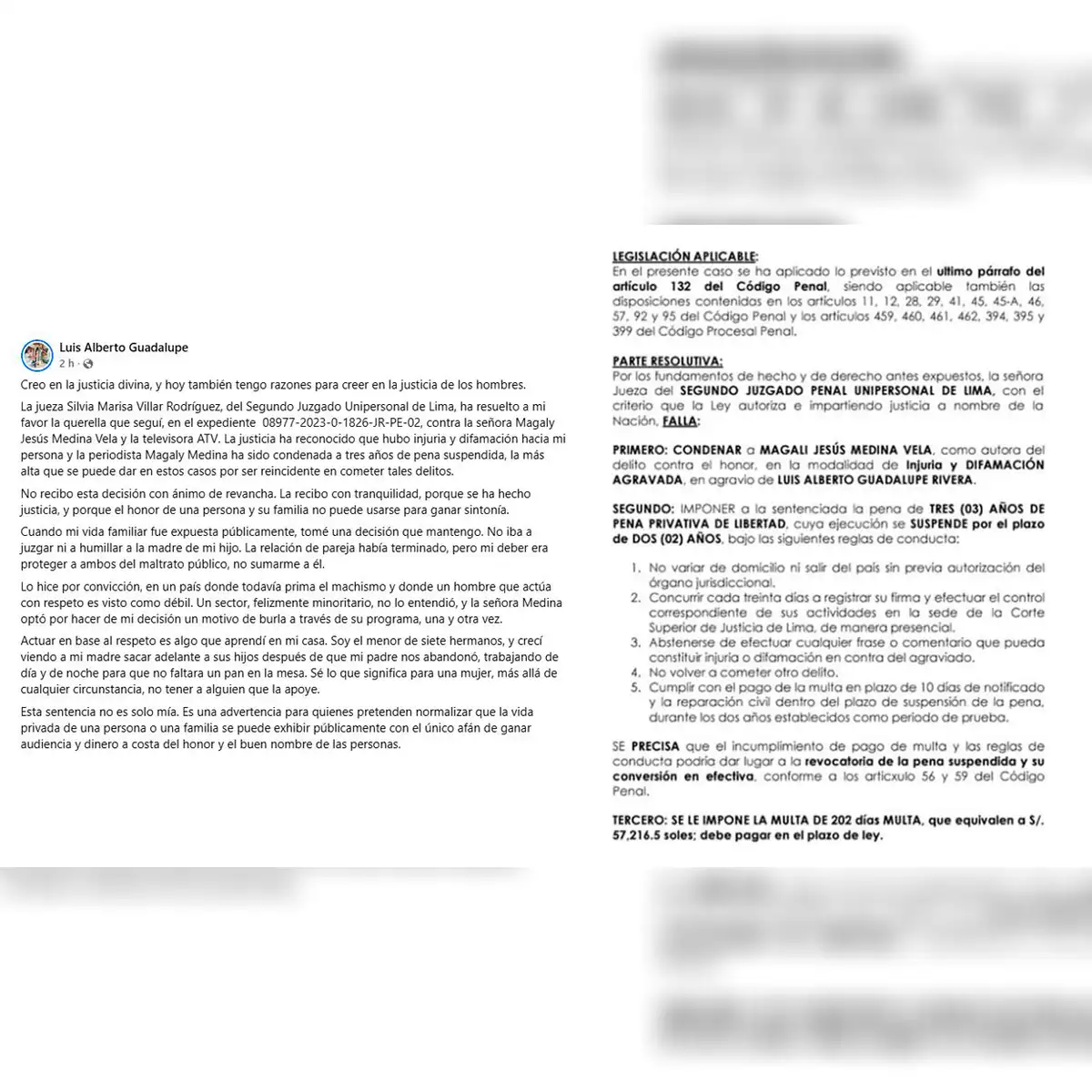 Cuto Guadalupe anunció que ganó demanda a Magaly Medina. Foto: Instagram.