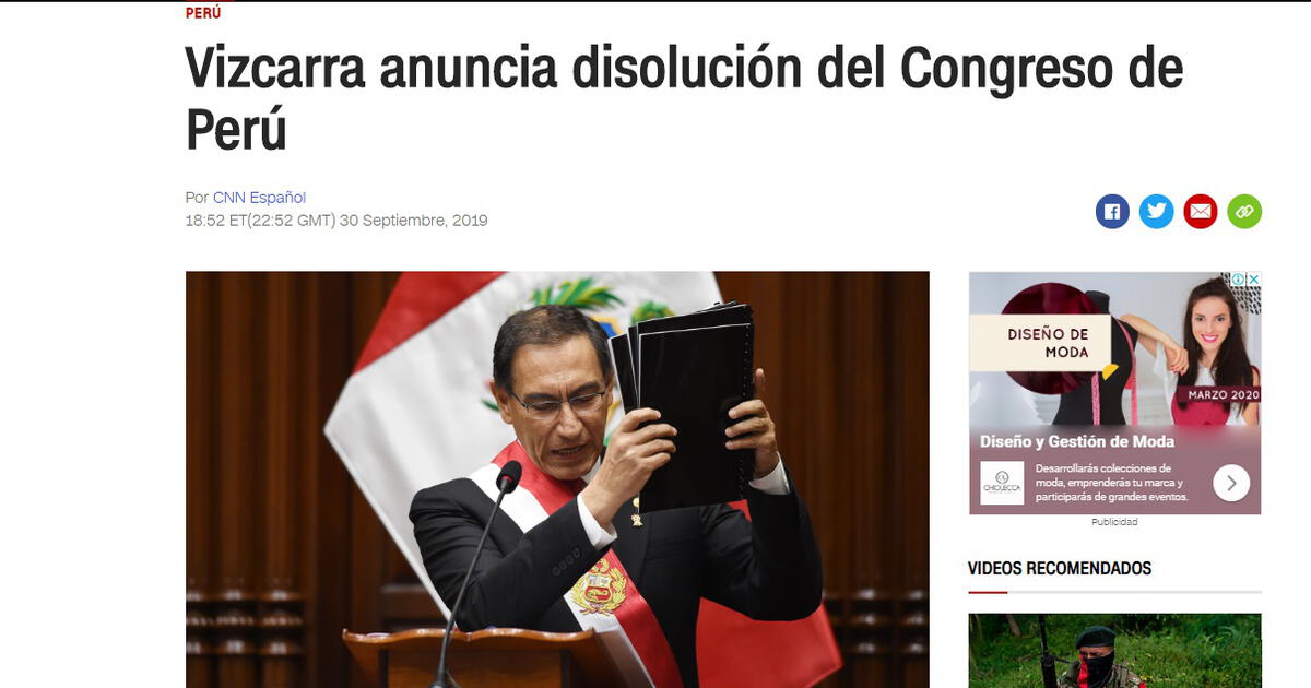 Congreso Cuestión De Confianza Y Adelanto De Elecciones De Martín Vizcarra En La Prensa