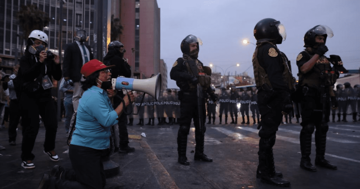 Paro Nacional 4 de enero Manifestantes en la avenida Abancay piden de