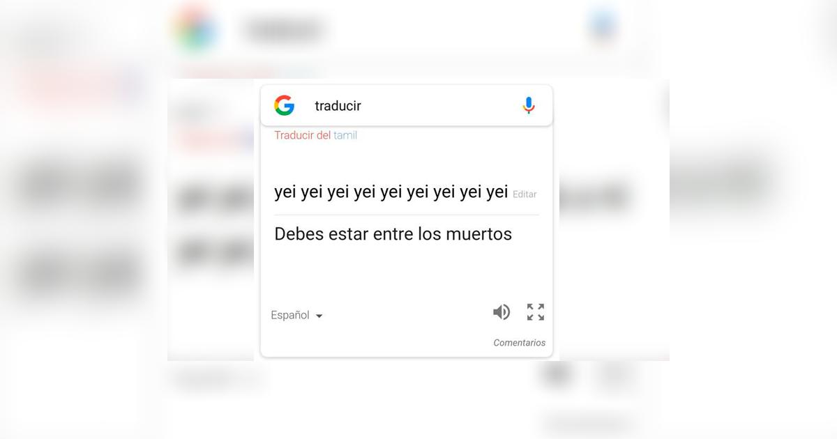 Google Translate escribe 'yei' nueve veces en el traductor y