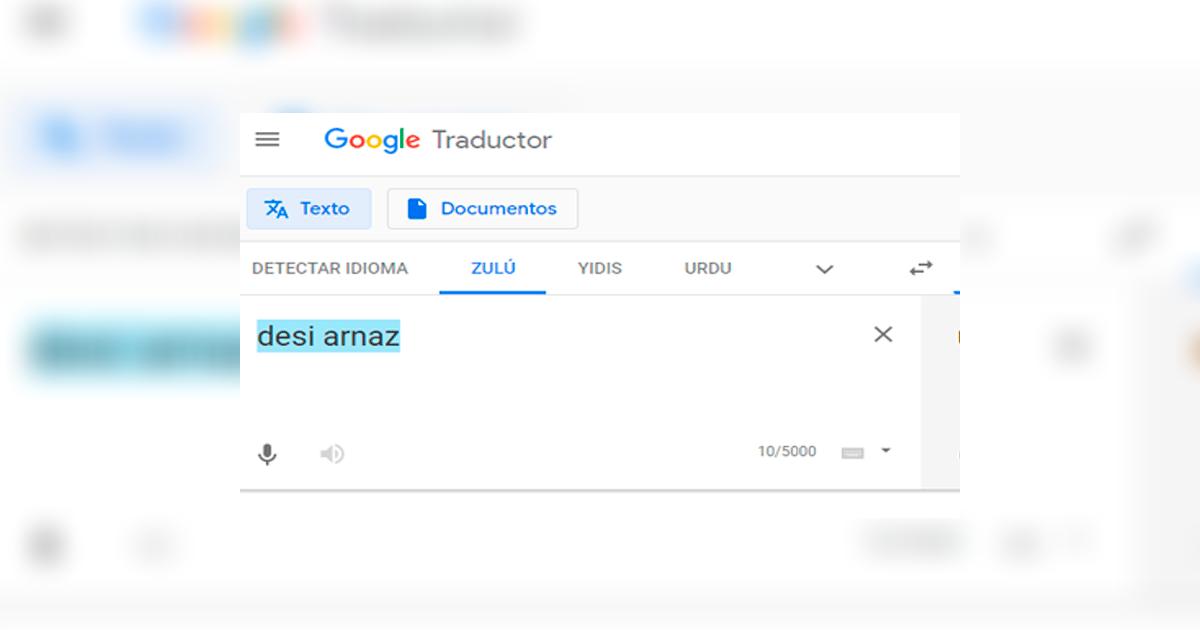Google Translate escribe 'Desi Arnaz' en el traductor y aparece