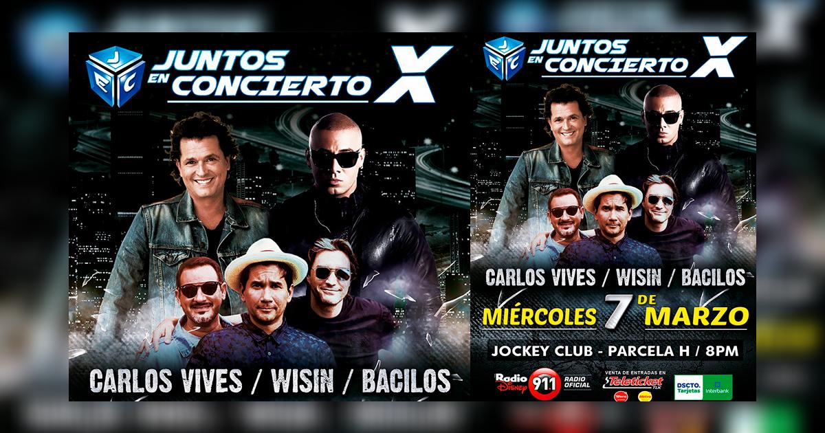 Carlos Vives, Bacilos y Wisin se unen para ‘Juntos en concierto