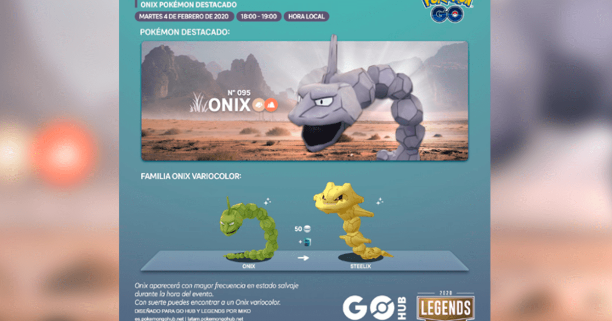 Pokémon GO: Onix shiny protagoniza evento hora del pokémon destacado con  steelix, FOTOS, VIDEO, Videojuegos