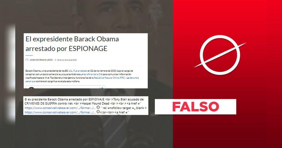 Es falso el post que anuncia el arresto por espionaje de Barack Obama