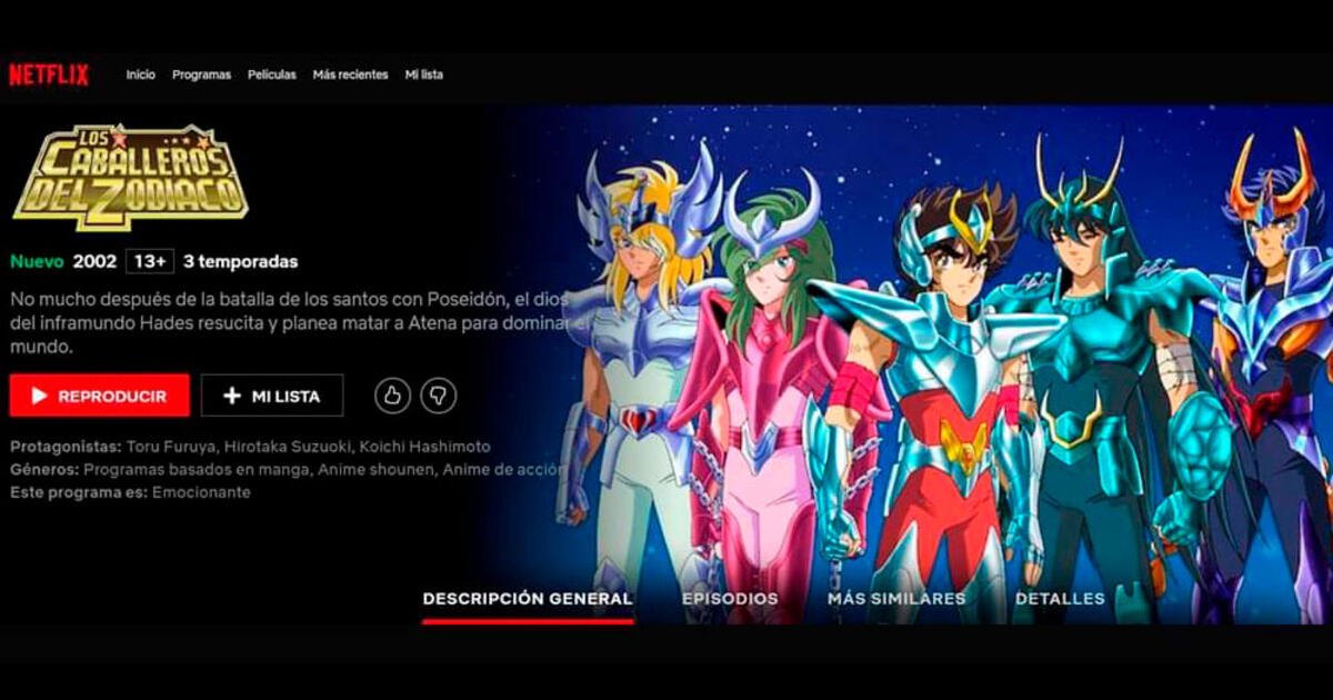 Los Caballeros del Zodiaco en Netflix: orden para ver las sagas completas  de Saint Seiya, Lost Canvas, Kuramada, Cine y series