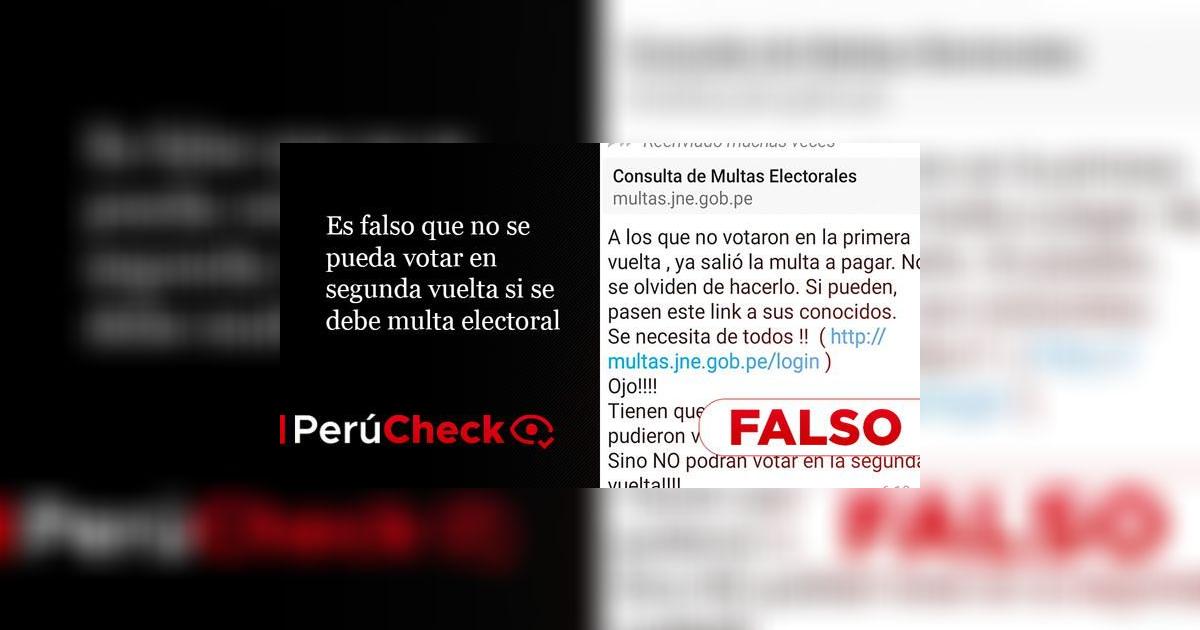 Es falso que no se pueda votar en segunda vuelta si se debe multa electoral