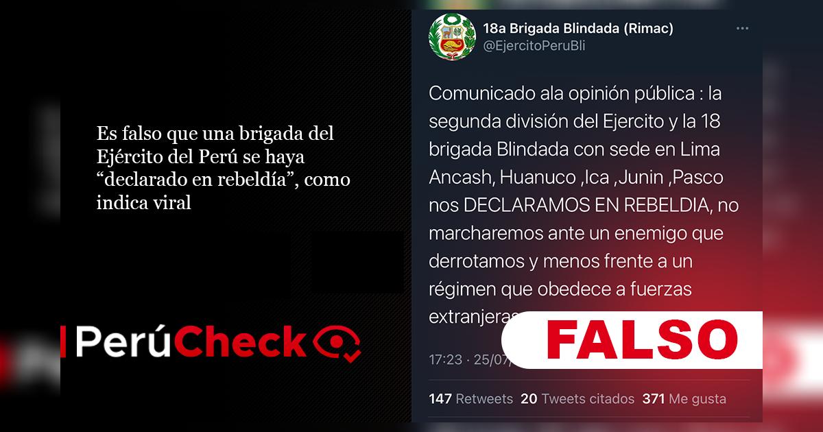 Es falso que una brigada del Ejército del Perú se haya “declarado en ...