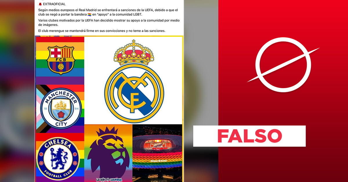 Es falso que el Real Madrid pueda ser sancionado por no portar la bandera  LGTBI+