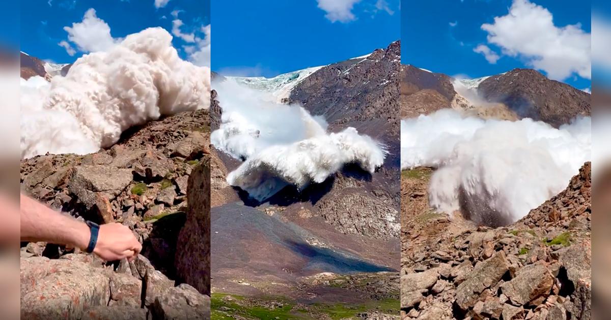 El impresionante momento en el que se desprende un glaciar y sepulta a ...
