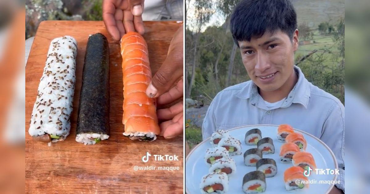 Tiktok Viral Retan a cusqueño a hacer sushi en el campo y el