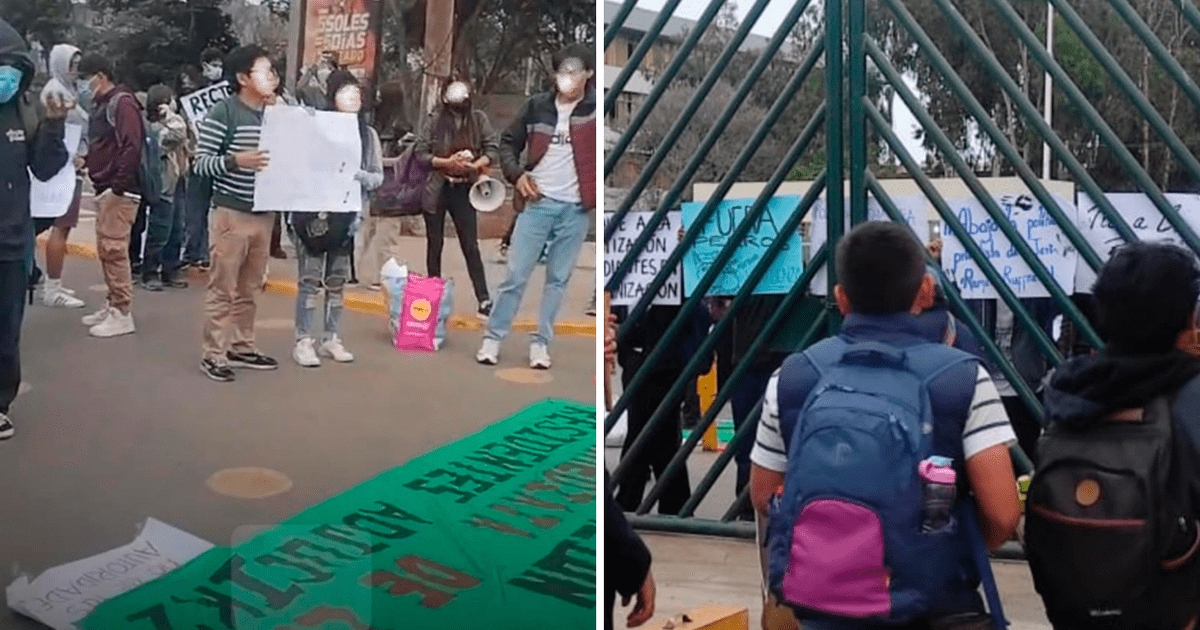 San Marcos: Students picket doors 3 and 5 of university after face-to-face classes suspended |  UNMSM  Parades in Lima |  PNP|  Parades in Peru |  Society