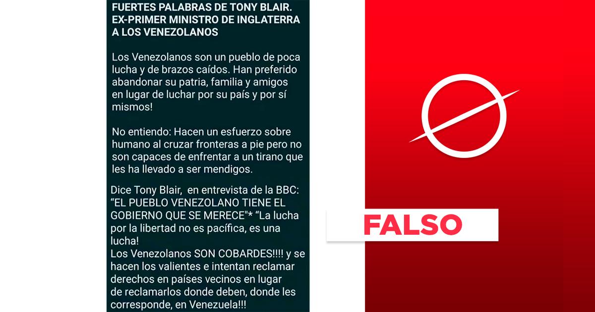 Ex primer ministro de Inglaterra no dijo a BBC que los venezolanos ...