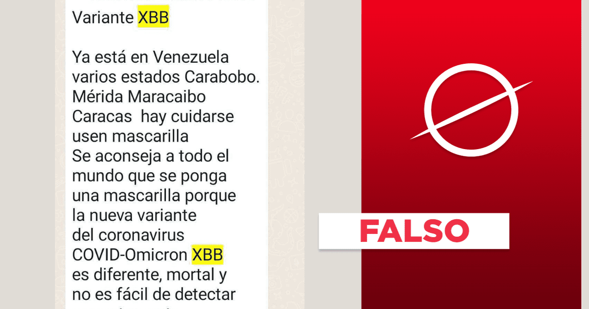 The XBB omicron variant has not been reported in Venezuela WhatsApp