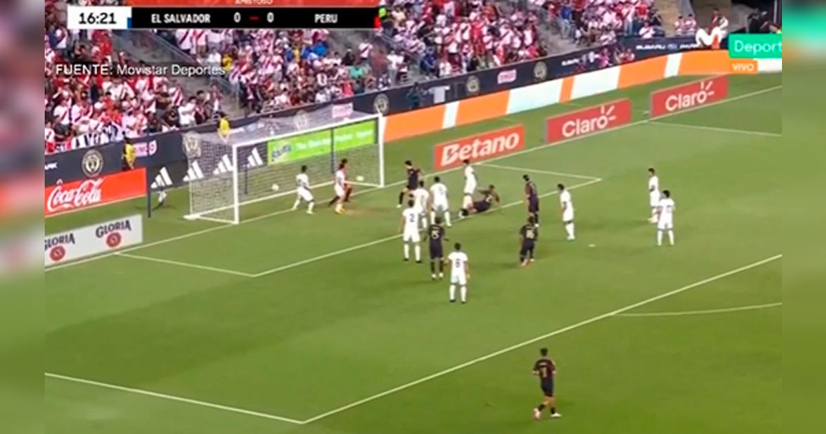 Gol de Edison Flores en Perú vs El Salvador para el 1 a 0 por partido
