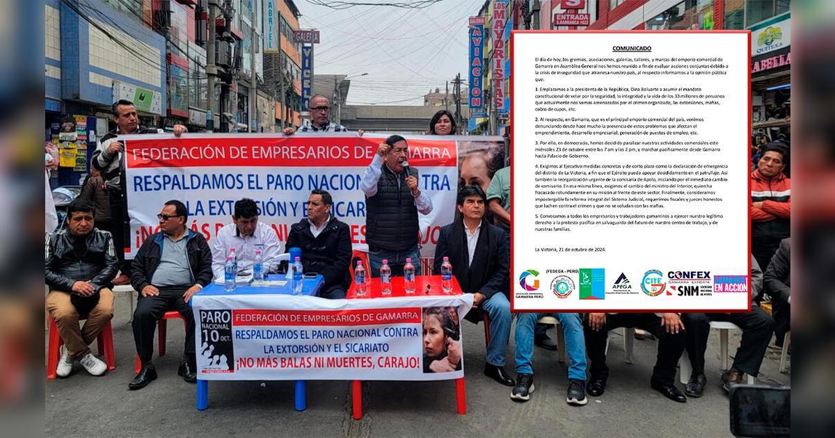 Gremios de Gamarra se suman al paro nacional del 23 de octubre: exigen ...