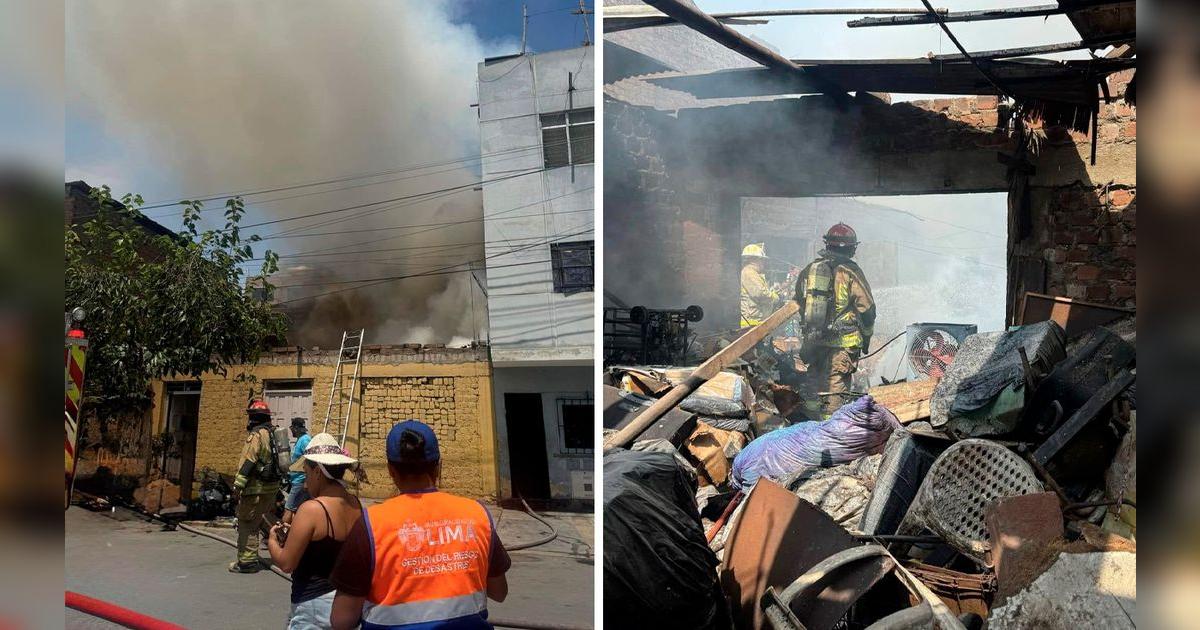 Fuerte incendio consume una vivienda en Cercado de Lima y moviliza a 11 ...