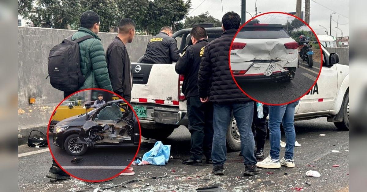 Policía muere en violento choque múltiple de autos y moto en pleno ...