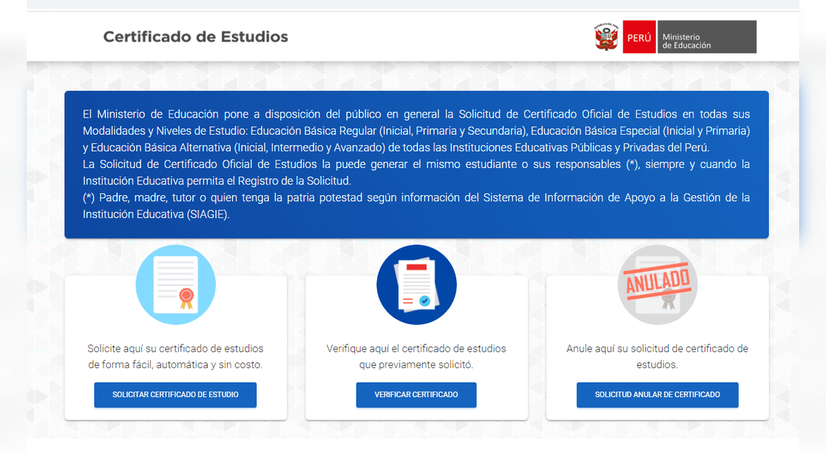 Cómo sacar mi certificado de estudios primaria y secundaria en Perú gratis  por internet | Minedu | Ministerio de Educación | Sociedad | La República