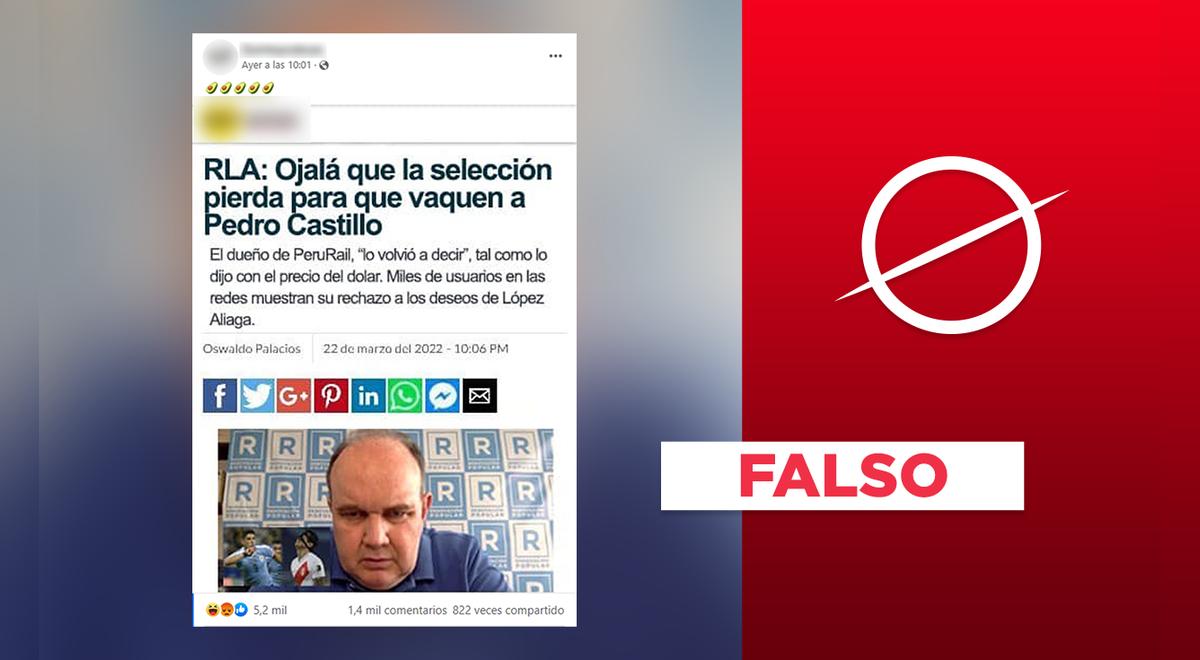 No, Rafael López Aliaga no pidió que “la selección peruana pierda” para ...