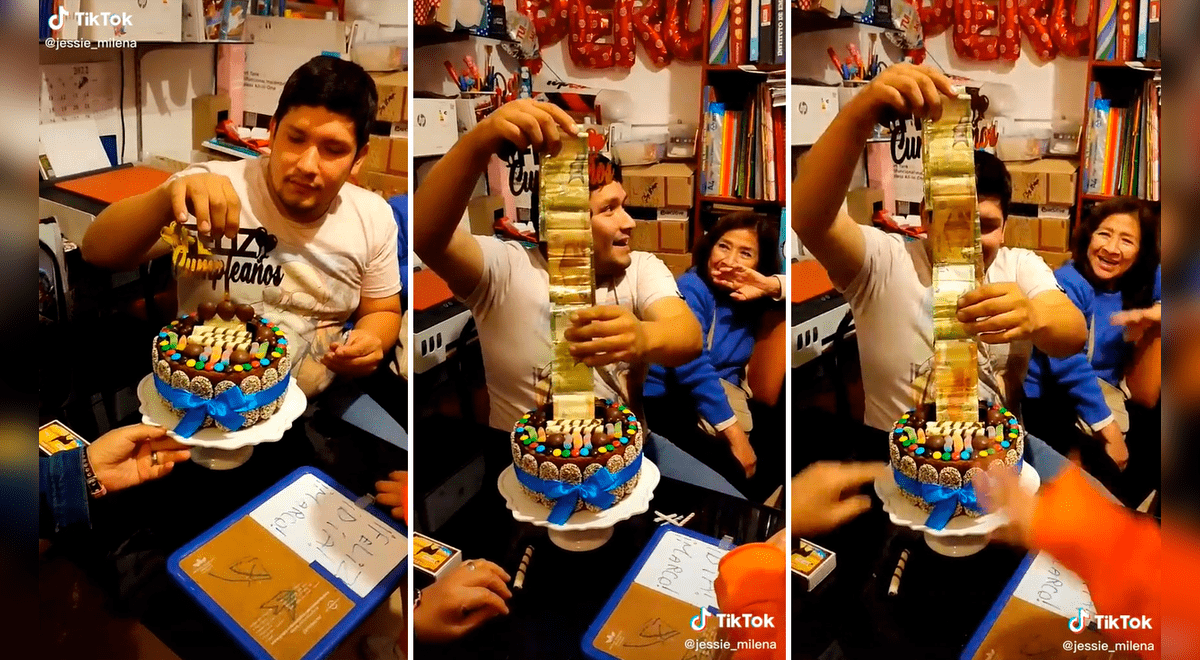 TikTok viral: familia sorprende a hombre por su cumpleaños al regalarle un  pastel relleno con dinero | redes sociales | Video viral | La República