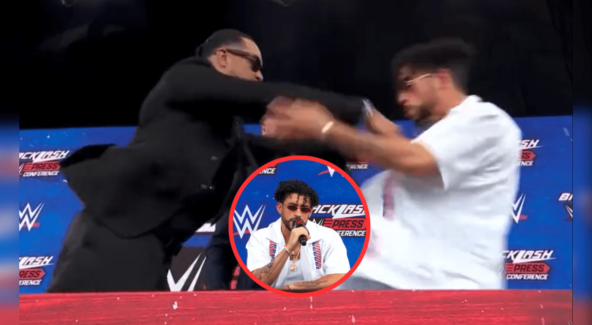 WWE Backlash 2023 |  Bad Bunny fights Damian Priest during WWE press conference |  NVB |  game