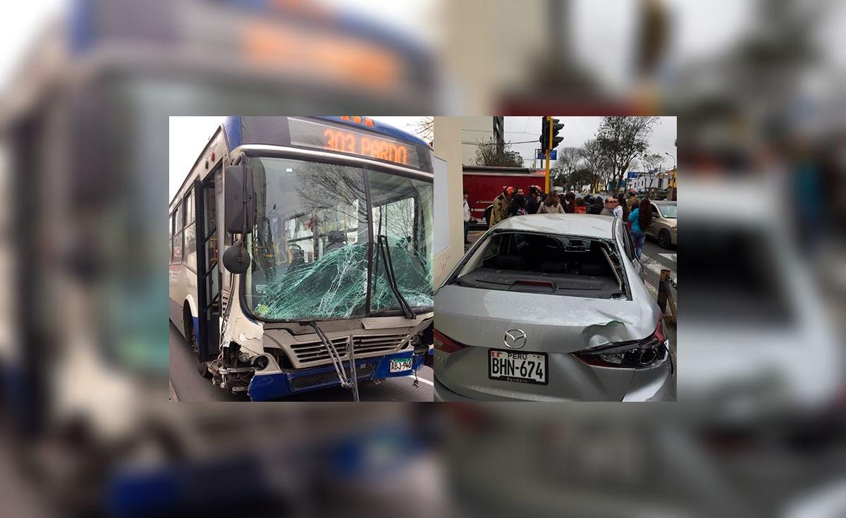 Miraflores: choque entre corredor azul y auto deja un herido [VIDEO]