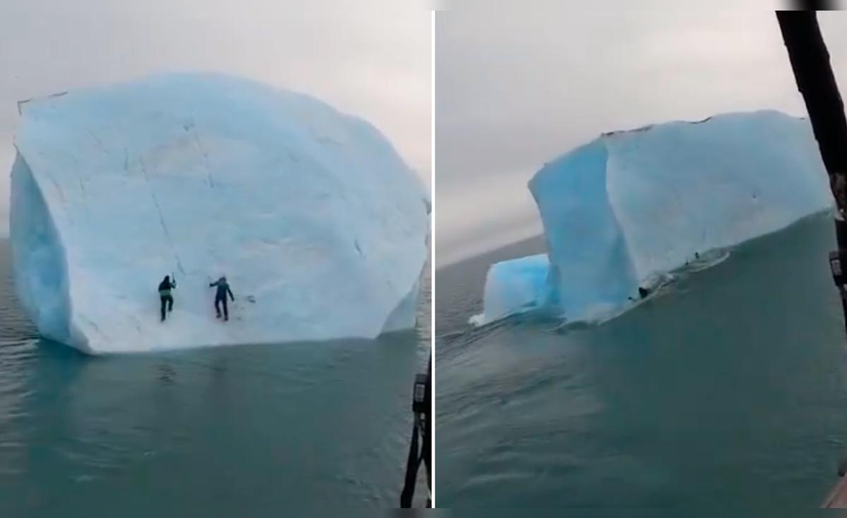 Facebook viral: Exploradores intentan escalar un enorme iceberg sin ...