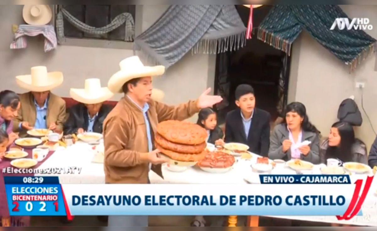 Elecciones 2021: Pedro Castillo reparte panes a periodistas durante ...