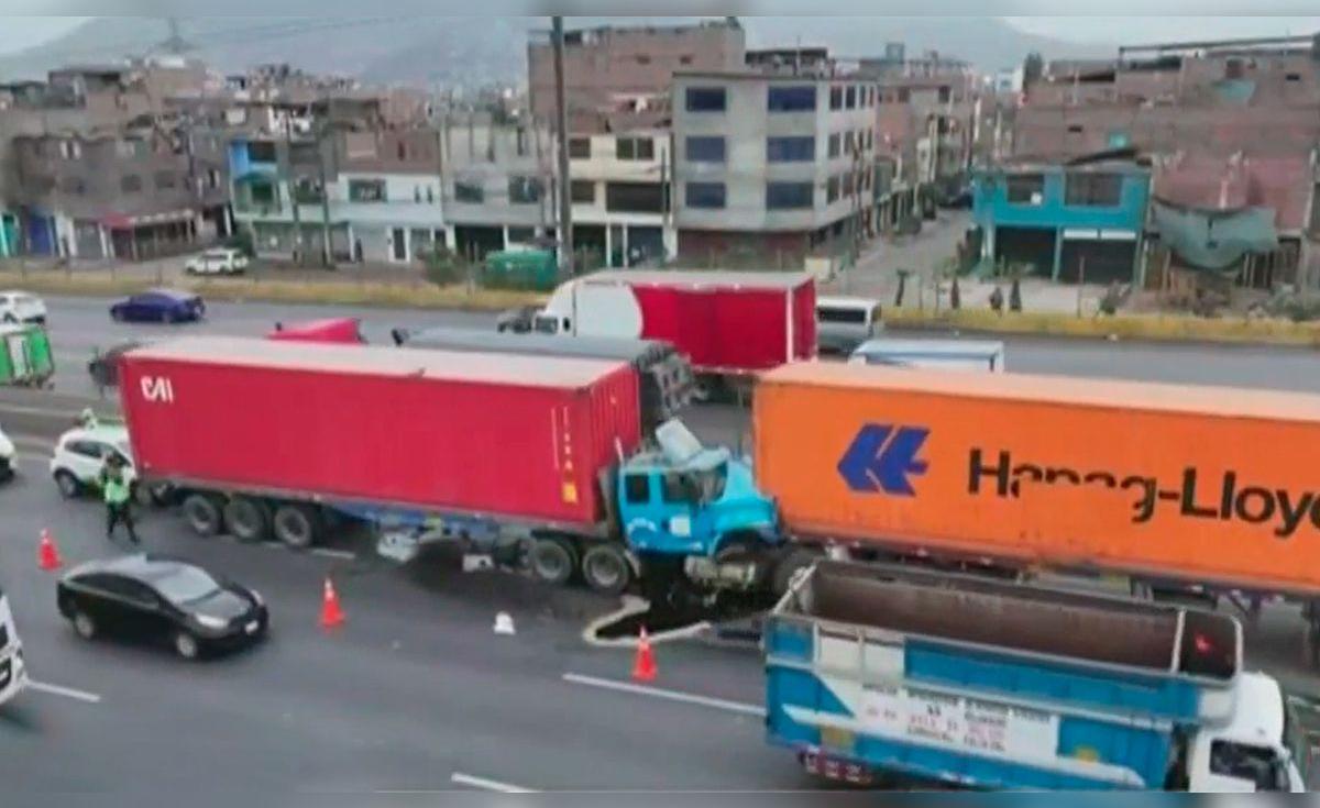 Triple choque en Vía Evitamiento: impacto entre dos camiones y un auto ...