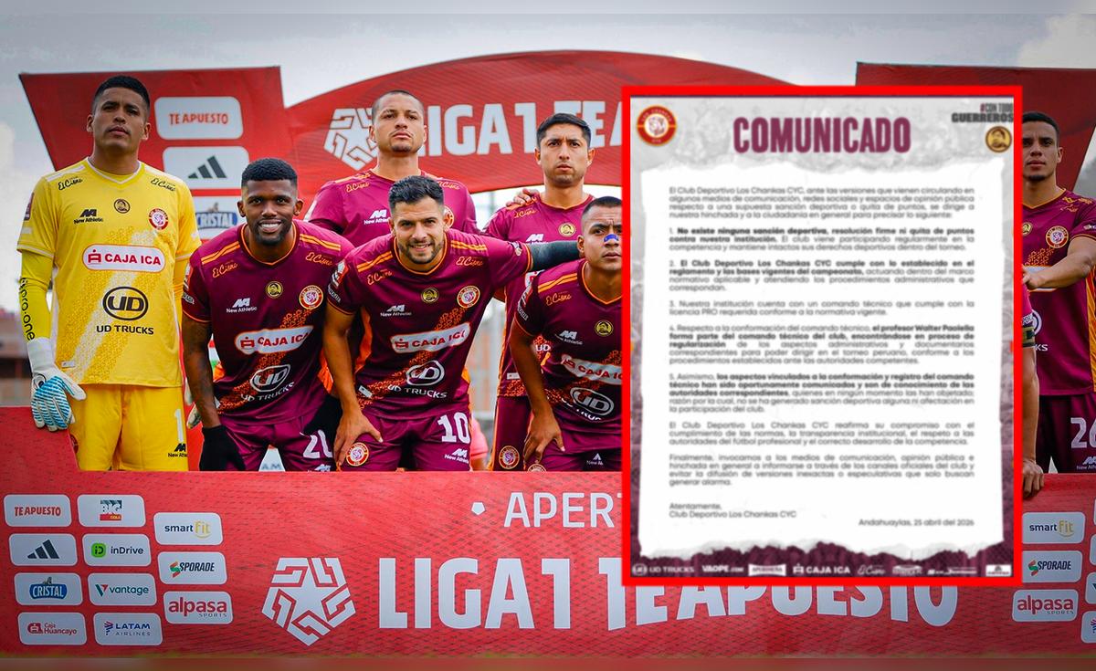 Los Chankas rechaza versiones sobre resta de puntos por licencia de su DT: “El club cumple el reglamento”