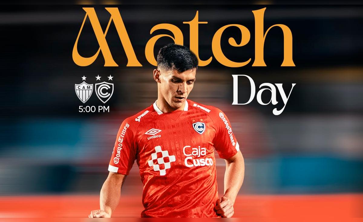 Jugadores de Cienciano y Atlético Mineiro antes del partido de Copa Sudamericana