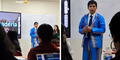 Universitario asiste a exposición con terno inspirado en bolsas de mercado y sorprende: “Calle, pero elegante”